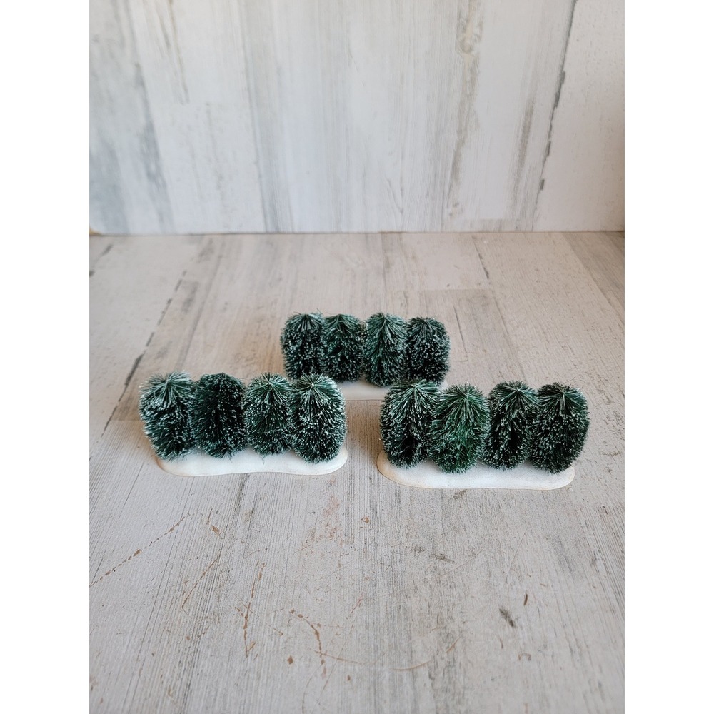 Dept 56 810843 Row-O-Frosted topiaries tree Bush village Xmas set